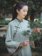Retro Oriental Charm Embroidered Full-Sleeve Cheongsam Dress